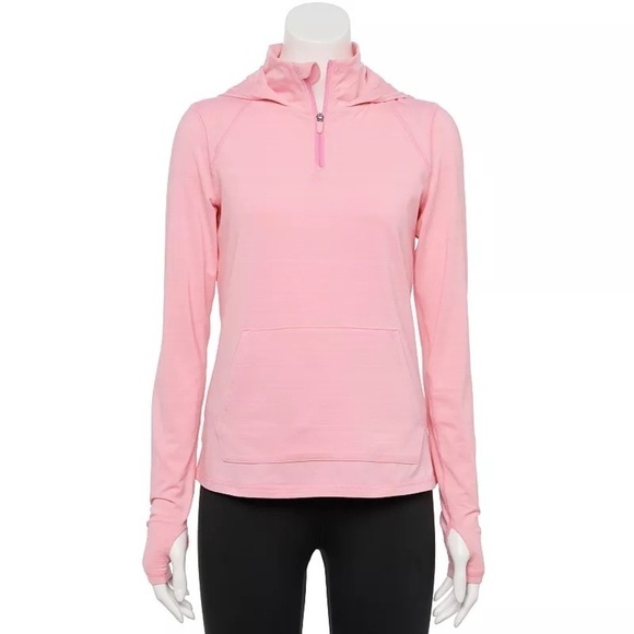 Tek Gear Pink 1/4 Zip Hooded Long Sleeve Athletic Top Size L NWT - Picture 1 of 7